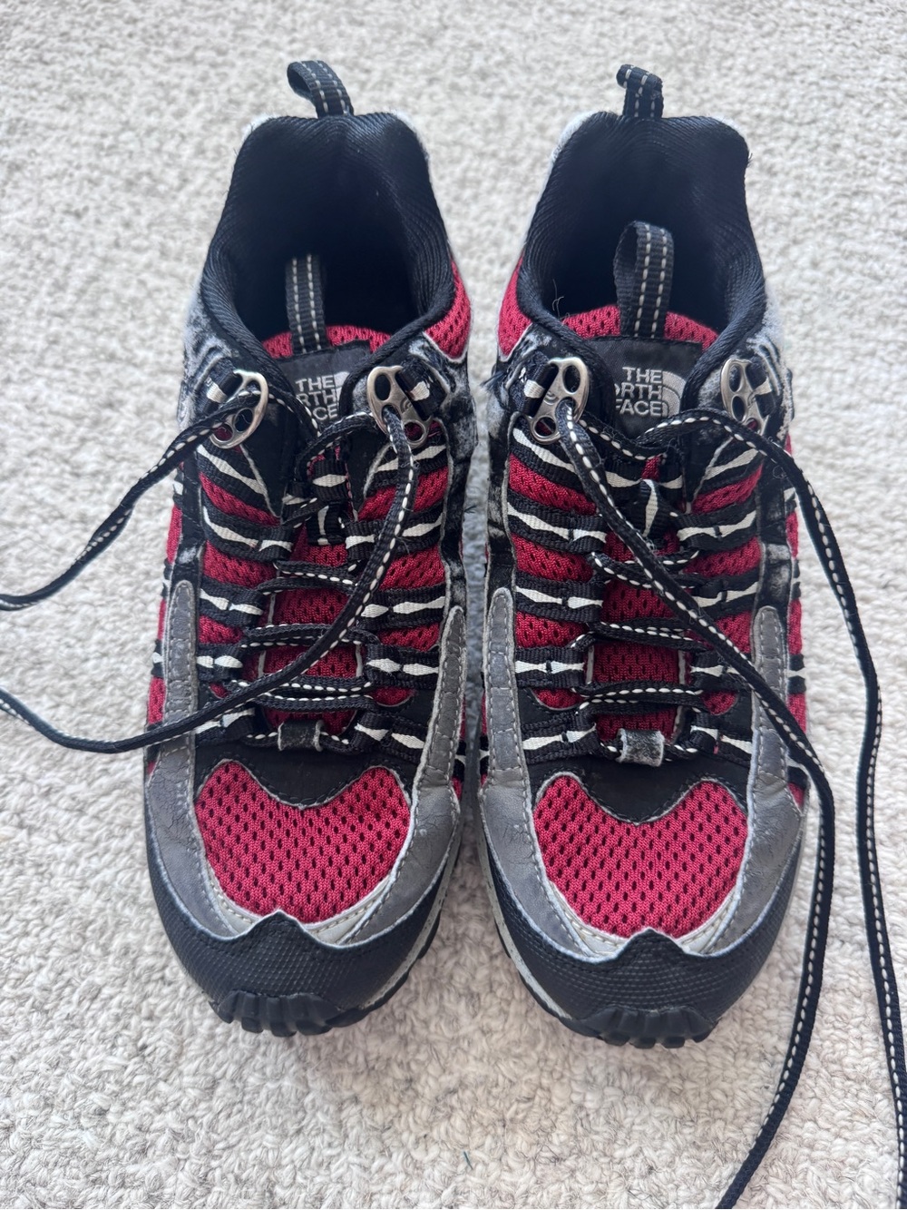 The North Face Women’s 6 Red Gray Trail Running Hiking Shoes
